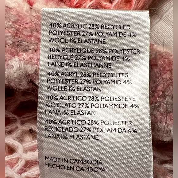 Women's Kimchi Blue Pink Red Striped Crew Neck Sweater M - Picture 4 of 4